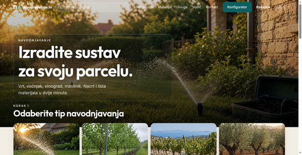 Konfigurator navodnjavanja navodnjavanje.hr — od ideje do liste materijala u 2 minute